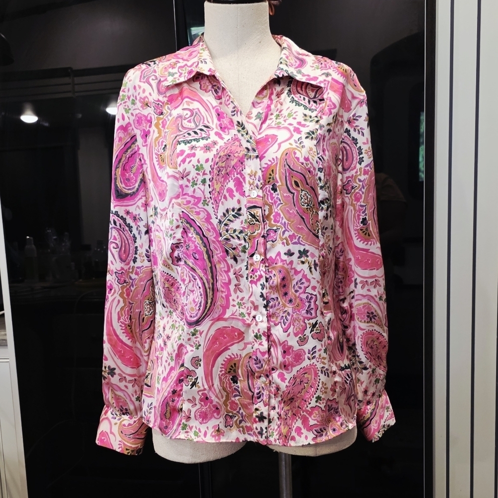 Zara Pink Paisley Women's Blouse - Picture 2 of 7